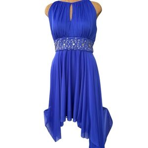 Jessica Howard Cobalt Blue Embellished High Low Dress